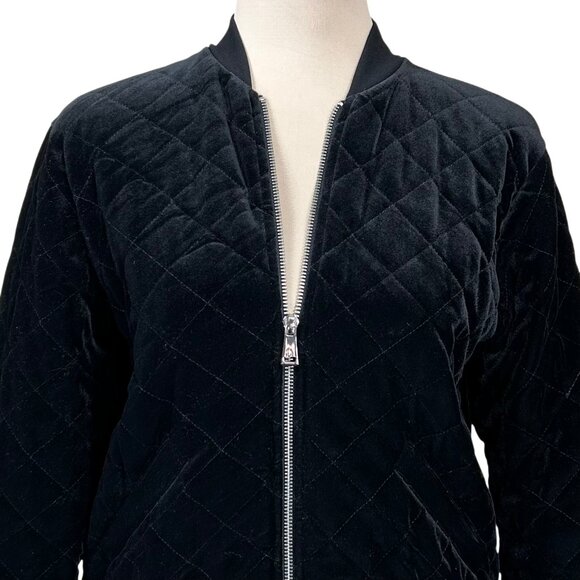 Lauren by Ralph Lauren Black Quilted Velvet Bomber Jacket Size XS - Picture 6 of 9